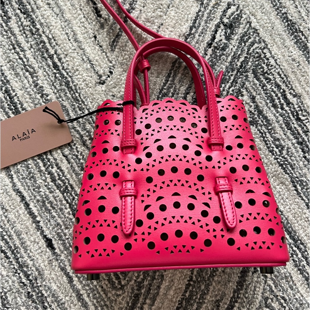 100% Authentic ALAIA Mini Mina 16 Pink Womens Bag